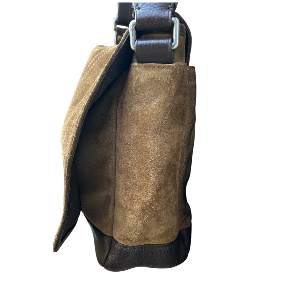 Coach Suede Messenger Bag F70416 | Brown Leather Crossbody | Unisex Vintage - Picture 11 of 17